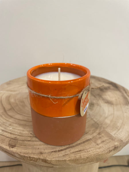 Bougie artisanale bicolore en terre cuite rechargeable