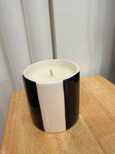 Bougie artisanale à rayures larges rechargeable