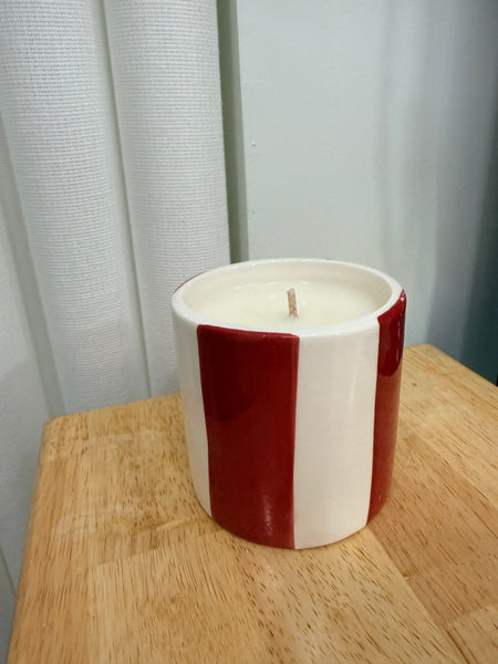 Bougie artisanale à rayures larges rechargeable