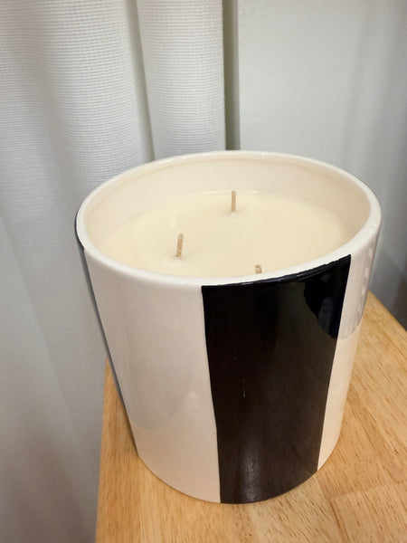 Bougie artisanale à rayures larges rechargeable