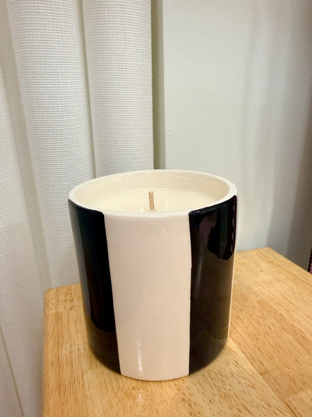 Bougie artisanale à rayures larges rechargeable