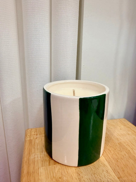 Bougie artisanale à rayures larges rechargeable