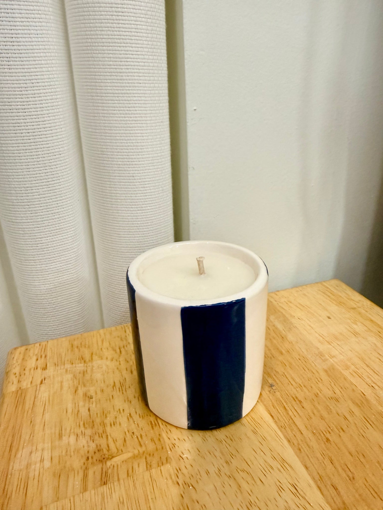 Bougie artisanale à rayures larges rechargeable