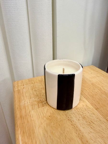 Bougie artisanale à rayures larges rechargeable