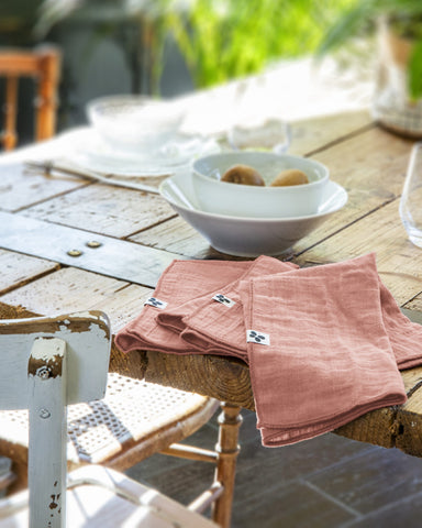 Serviettes en gaze de coton unie Gaïa