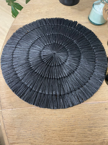 Lot 4 sets de table rond en rotin- coloris noir