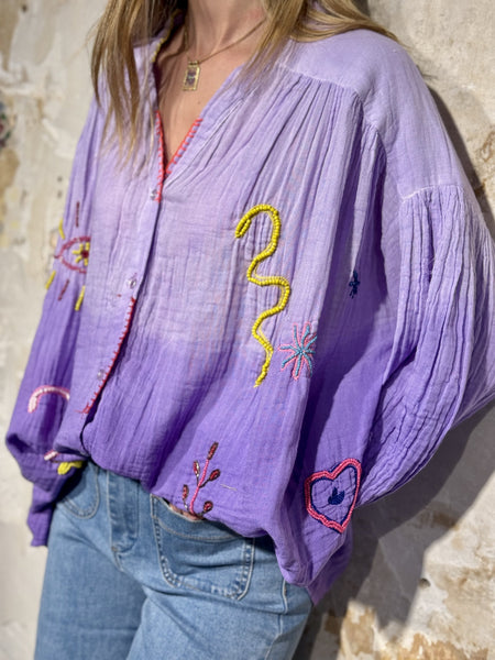 Chemisier Brodé Tie and Dye
