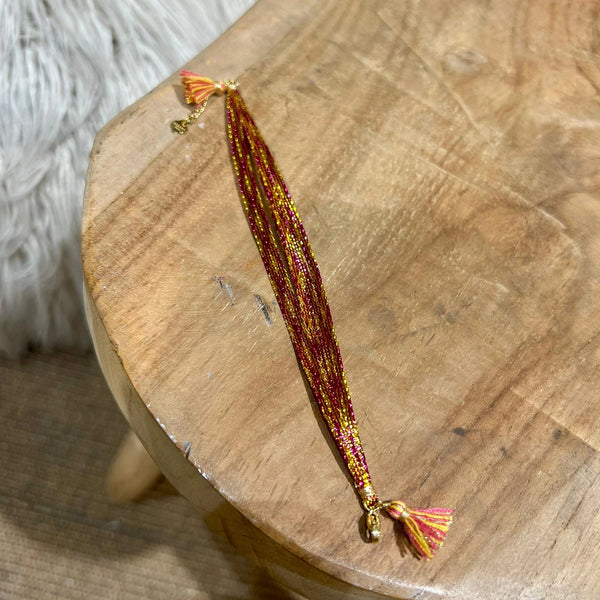 Bracelet Plat Pompon Bohème