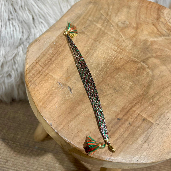 Bracelet Plat Pompon Bohème