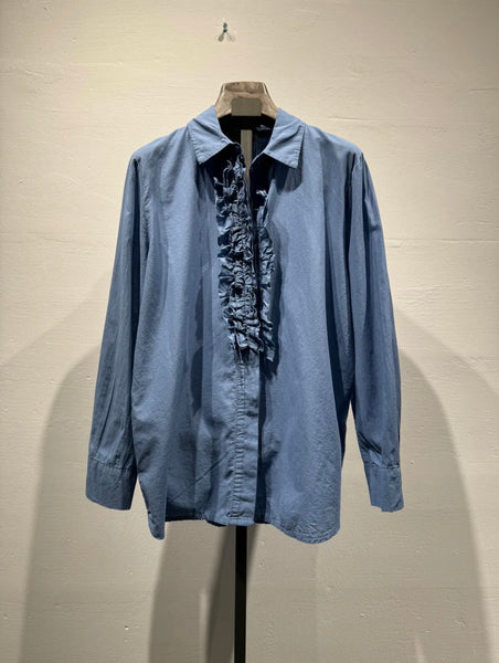 Chemise à Col en Voile de Coton Froufrou