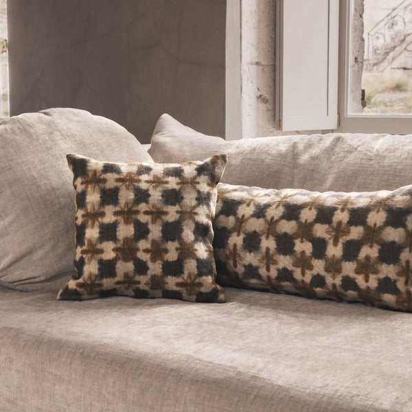 Coussin Velours et Lin Bi-Face