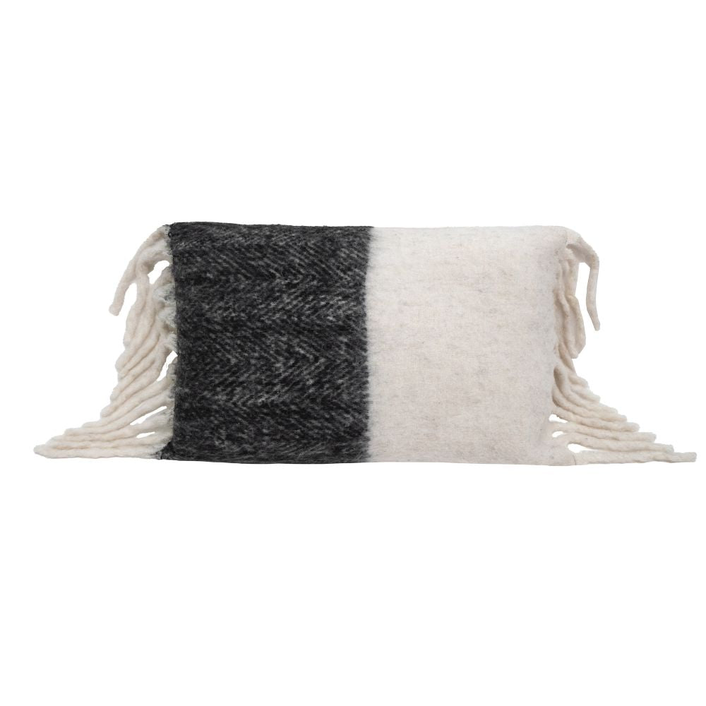 Coussin en laine bicolore