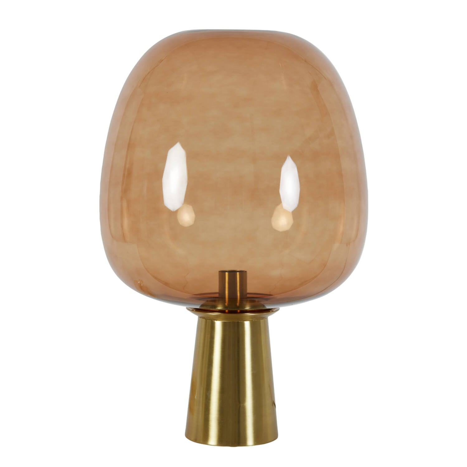 Lampe de Table en verre brun et bronze