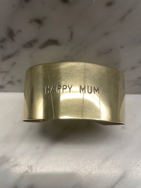 Manchette gravée en laiton recyclé "HAPPY MUM"