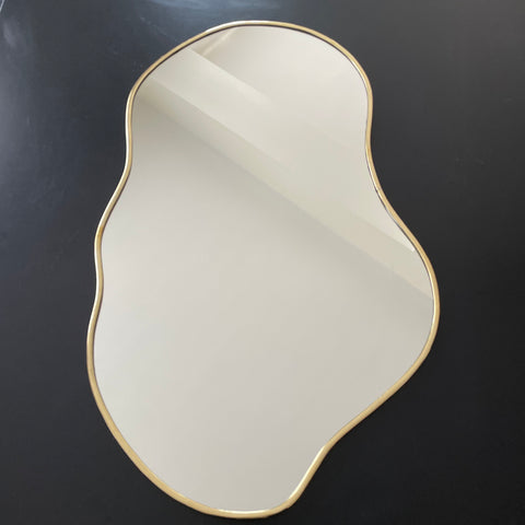 Miroir "courbes" en laiton doré