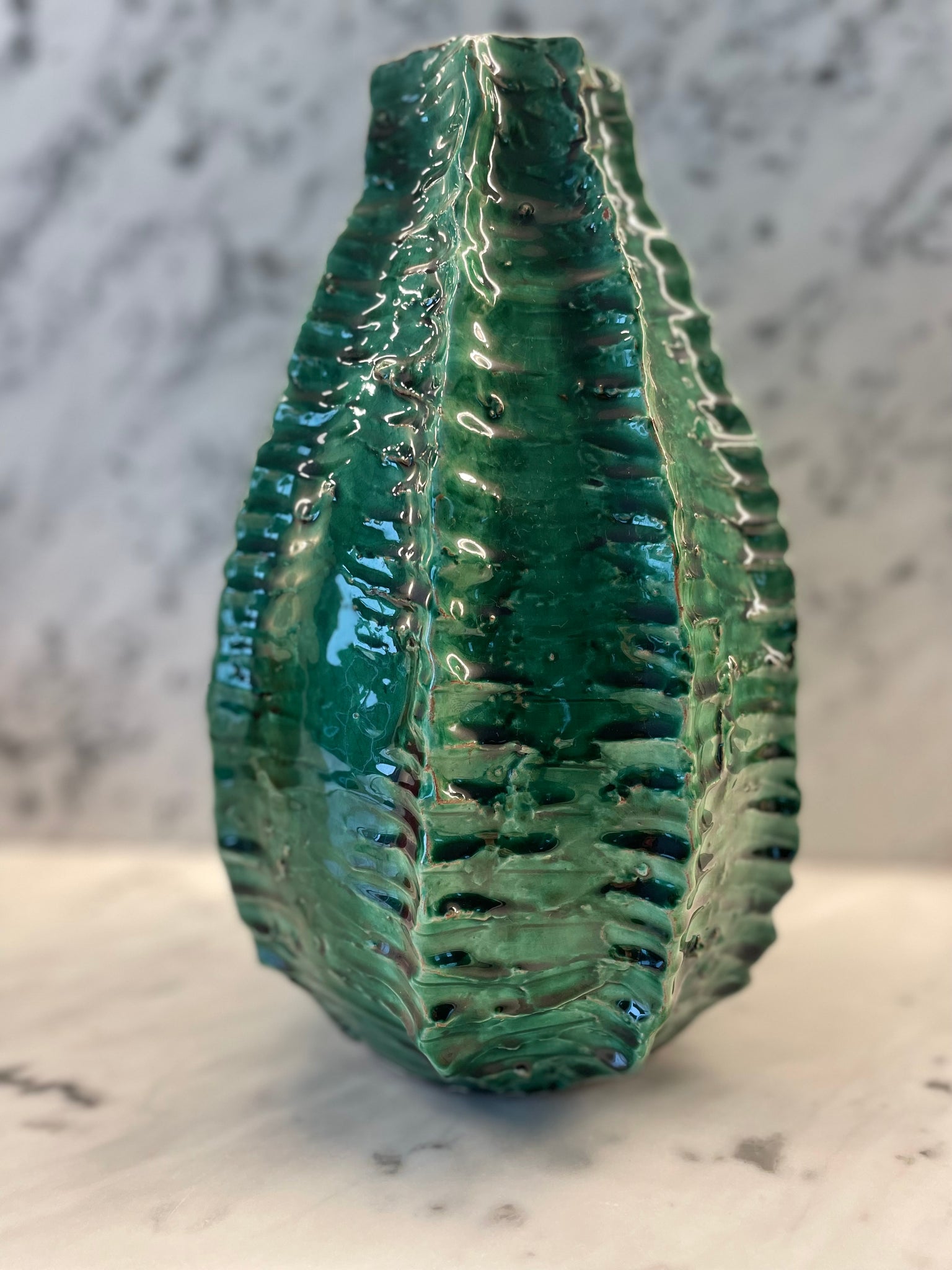 Vase vert en poterie de Tamegroute