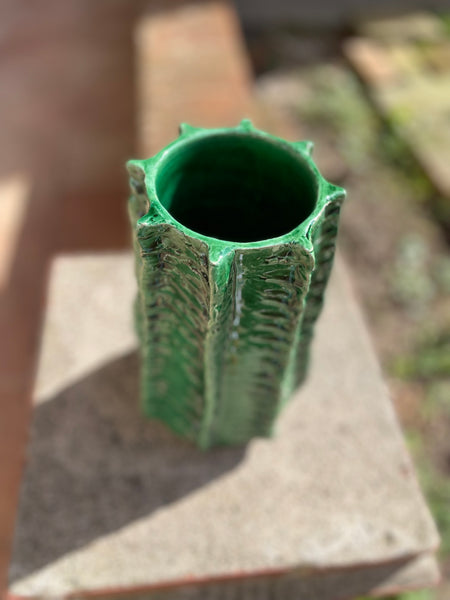 Vase vert droit en céramique de Tamegroute