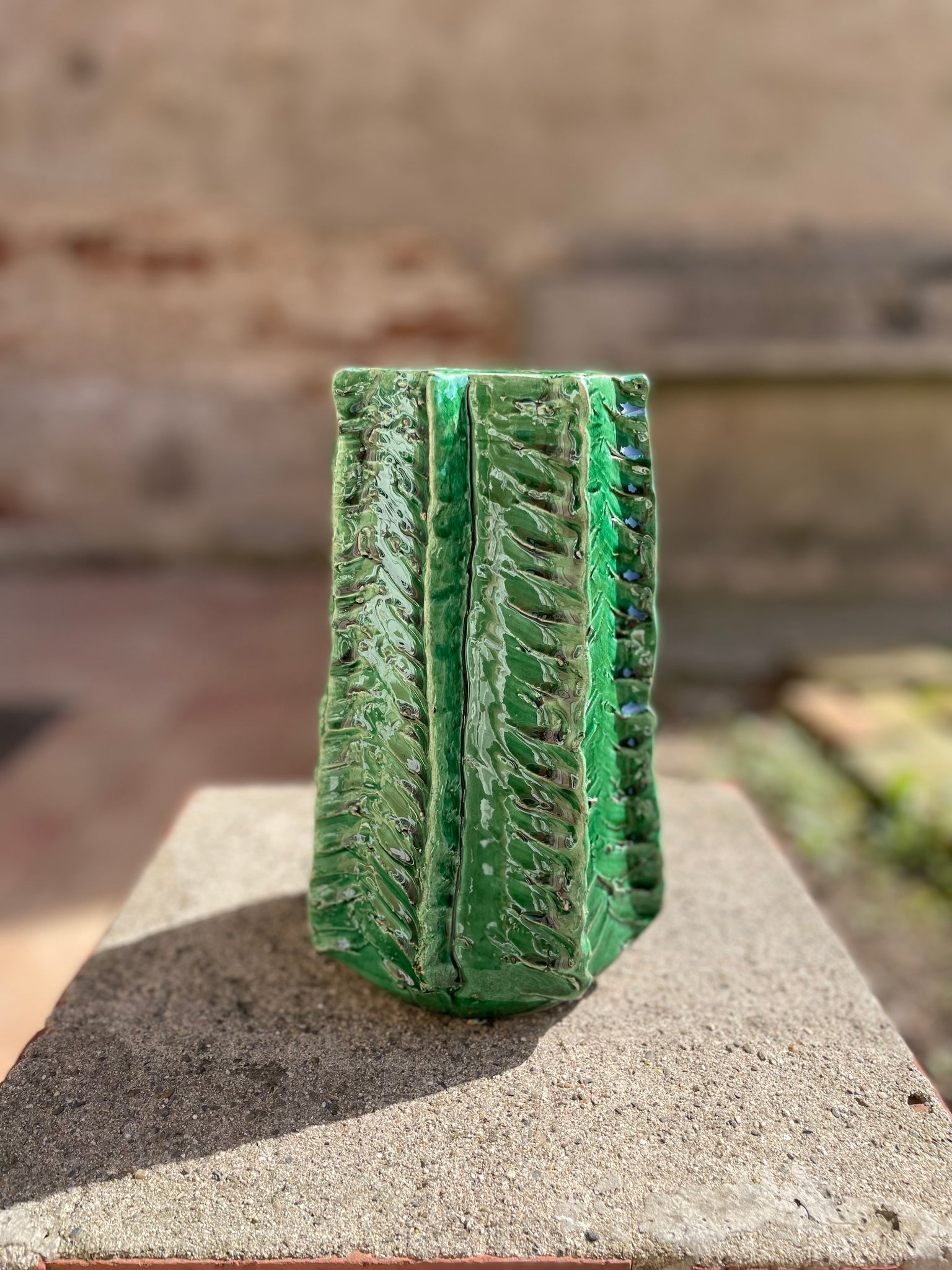 Vase vert droit en céramique de Tamegroute