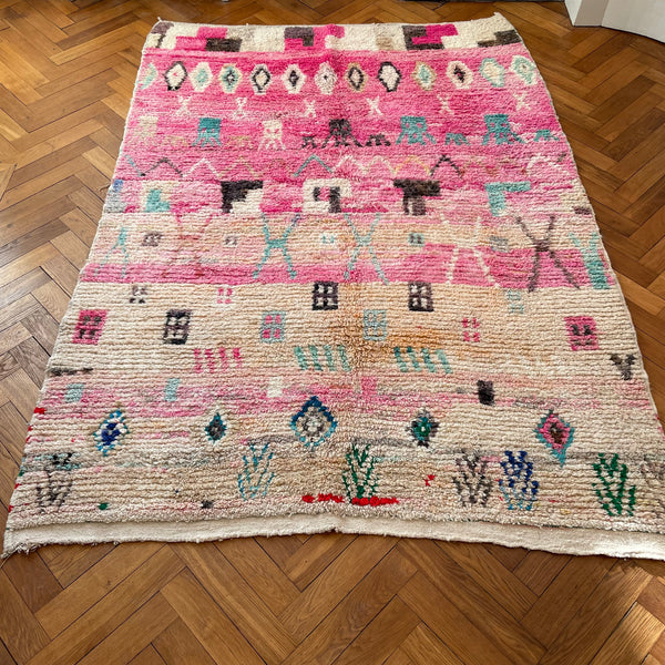 Tapis Boujad vintage STELLA dégradé de rose