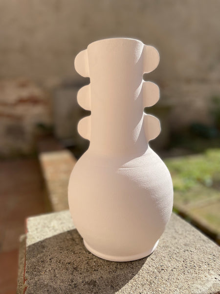 Grand vase blanc mat à "oreilles"